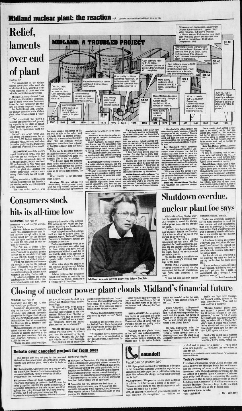 Midland Nuclear Power Plant (Cancelled) - July 1984 Repercussions From Cancellation (newer photo)